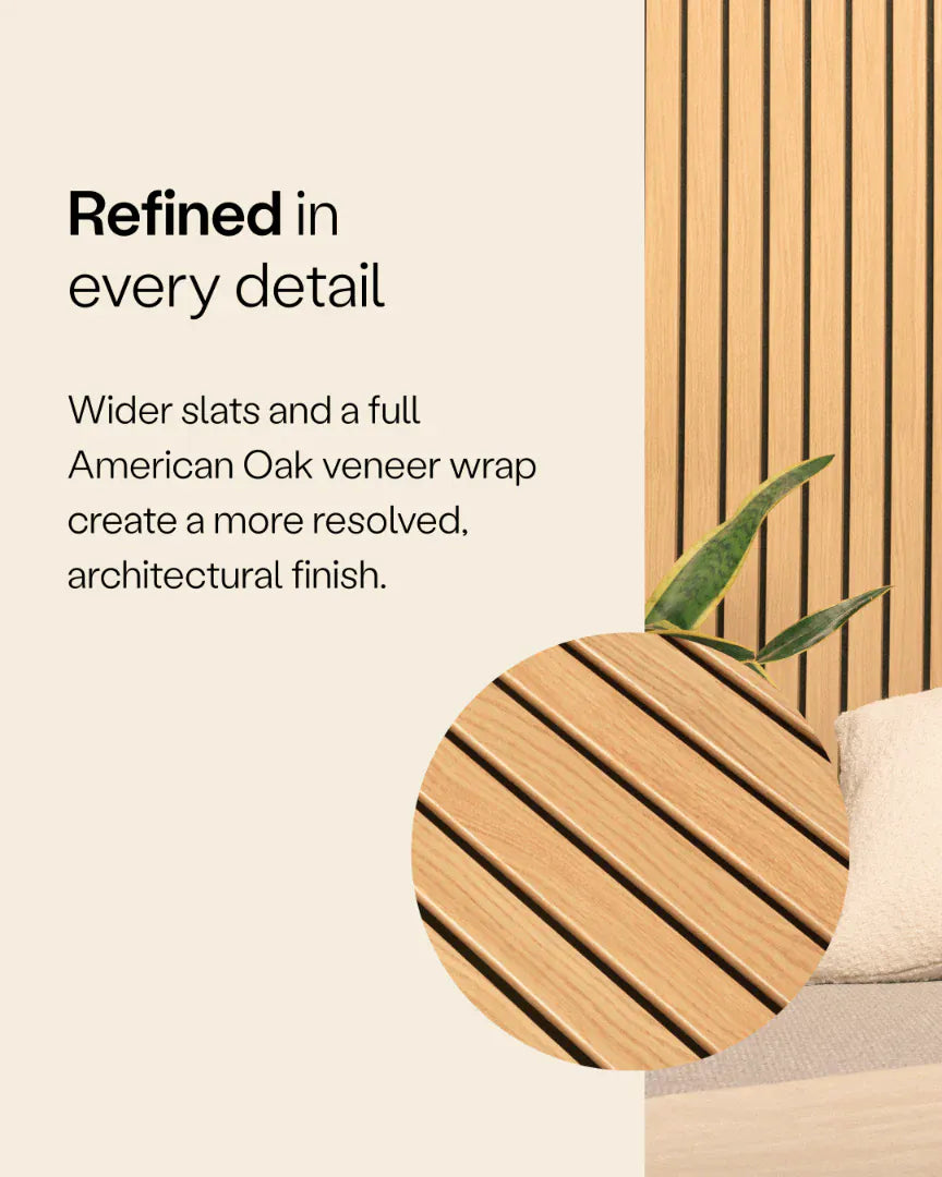 WVH® Australia Acoustic Slat Wood Wall Panels Signature Oiled Acupanel Luxe Oak Wide Slat Panels