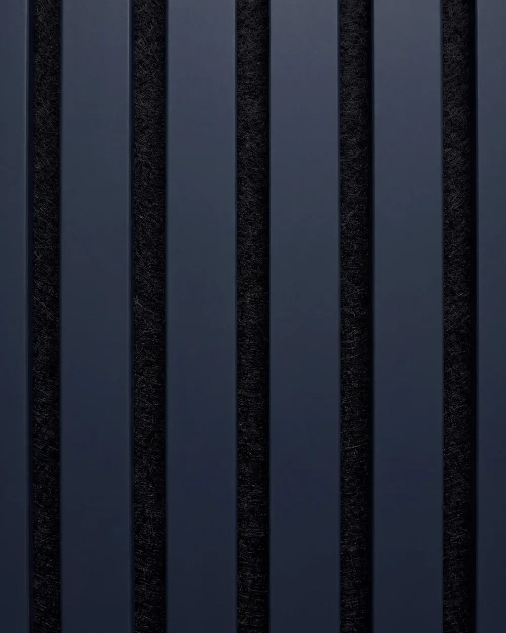 Acupanel Midnight Blue acoustic slat wall panel close up, showing the slat detail