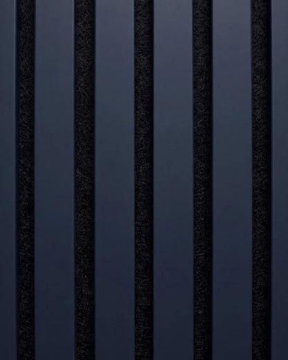 Acupanel Midnight Blue acoustic slat wall panel close up, showing the slat detail