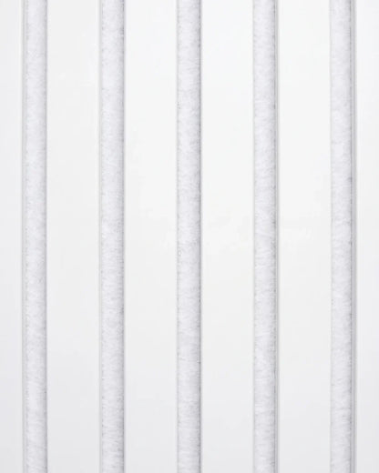 Acupanel White acoustic slat wall panel close up, showing the slat detail