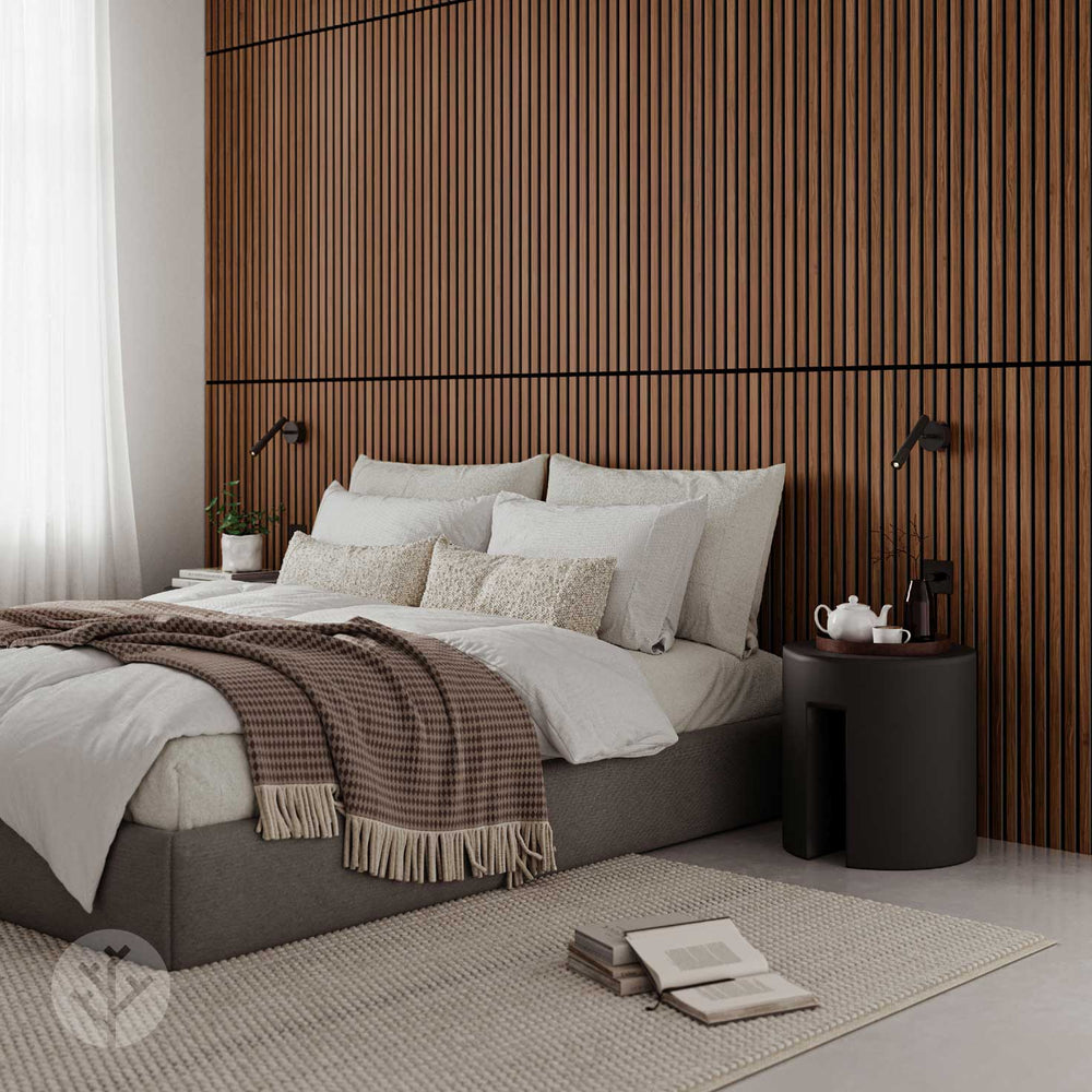 Natural Walnut Acoustic Slat Wood Wall Panels | WVH® – WVH® Australia